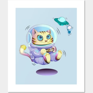 astronaut cat Posters and Art